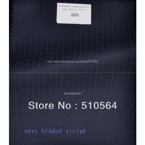 Free shipping 160s 100% worsted wool Custom made suit Men navy hidden stripe Suit Three pieces Suit ( jacket + pant + vest )