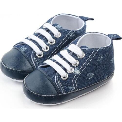 Baby First Walkers Heart Print Soft Sole Shoes Baby Sport Shoes Toddler Brand Kids Sneakers 0-12M