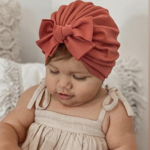 Children Print Baby Hat Kids Bow Cap Newborn Girls photography Props Spring Autumn Modis Beanie Turban Infant Props