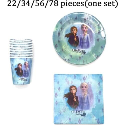 Disney Princess Birthday Decorations Theme Elsa Anna Birthday Party Supplies Paper Cup Plates Napkins Tableware Set Baby Shower