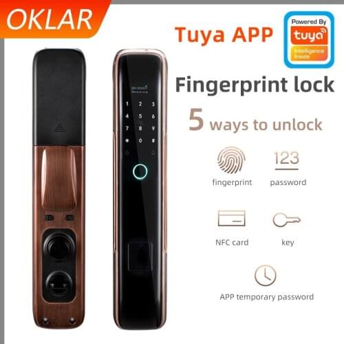 OKLAR Tuya APP Smart Wifi Fingerprint Lock Anti-theft Door Lock Password Magnetic Card Lock Remote Control Electronic Door Lock