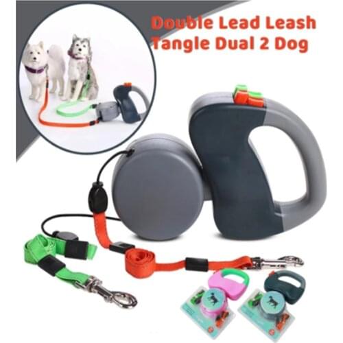 Double Retractable Pet Dog Leash Pet Supplies 3 Meter Leash for Two Dogs