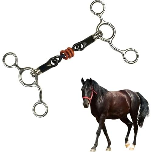 Equestrian Training Horse Ring Snaffle Stainless Steel Horse Thickeness Gag Ring Bit Tack Racing Rollers Horsemanship
