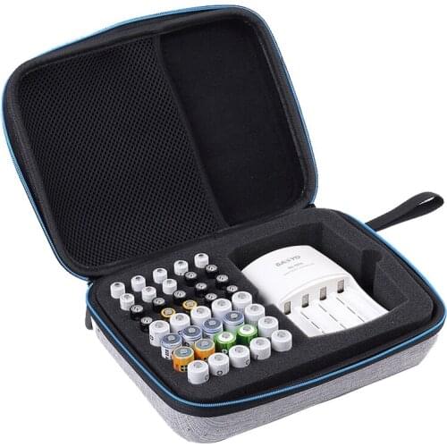 Battery Storage Box with Battery Tester (BT168) EVA Case Holder fits for 140 Batteries AA AAA AAAA 9V C D Lithium 3V