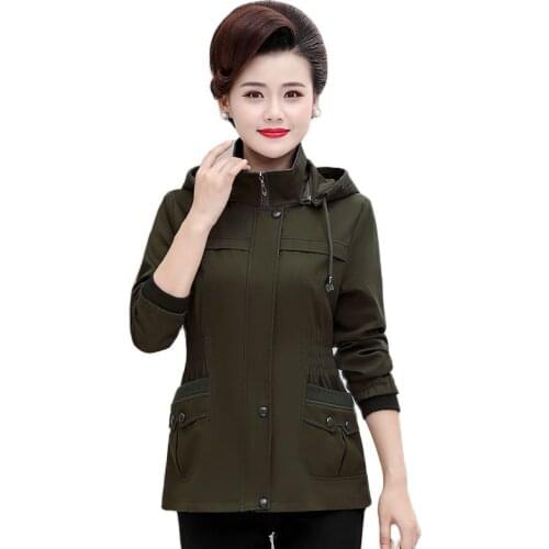 2021 Women Jackets Autumn Winter New Womens Windbreaker Fashion Waist Large Size Long Windbreaker Coat Female Hooded Jacket 5XL