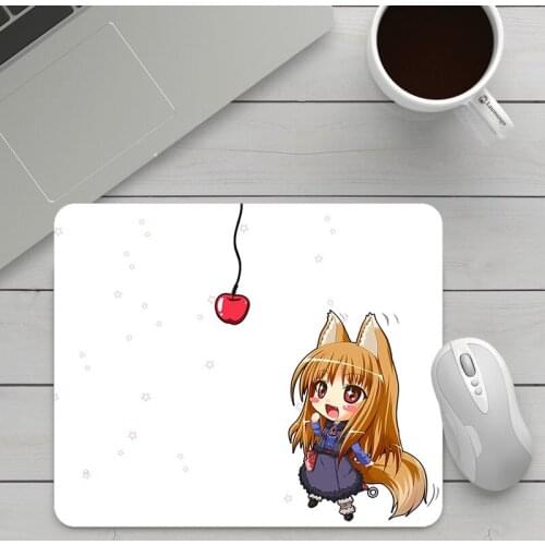 Small Mousepad Cute Cartoon Pattern of Spice and Wolf Manga Mouse Pad Gamer For Office Pc Gamer Complete Anime Rug Rubber Mat