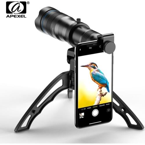 APEXEL 36x telephoto zoom lens HD Optional monocular selfie tripod for iPhone and other smartphones Travel Hunting Hiking Sports