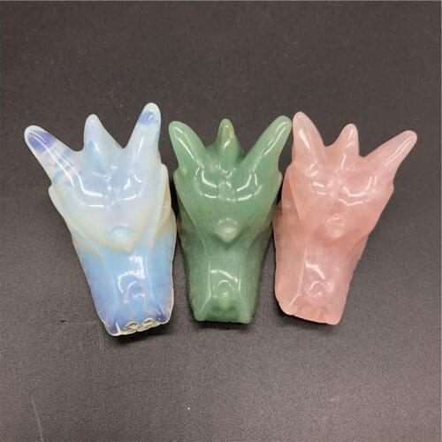 Natural crystal faucet bone statue carving crystal mineral animal feng shui wheel healing gem Wicca decorative quartz gift