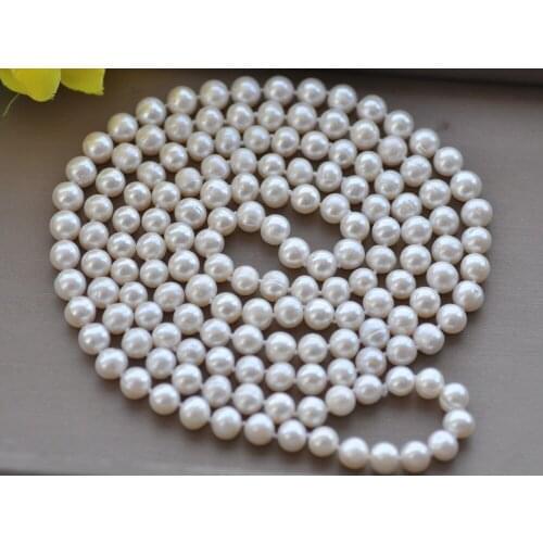 Z10504 30“~100" 9mm White Round Freshwater Pearl Necklace