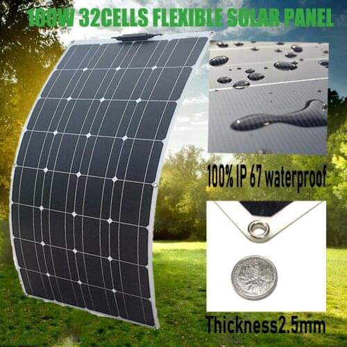 Portable PET Flexible Solar Panel 100w Solar Panel 12v Solar Battery Charger For Car/Boat /Camping