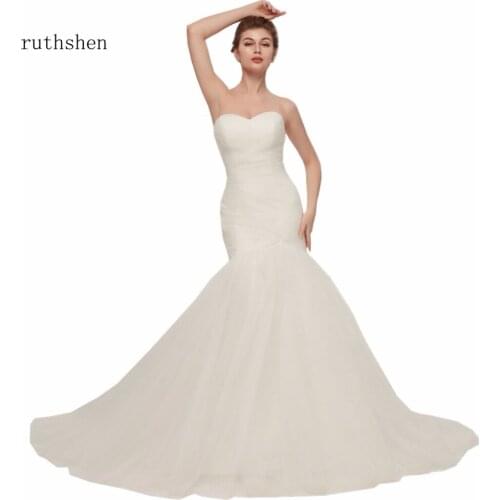 Ruthshen Vintage Princess Mermaid Wedding Dresses Cheap Sweetheart Neck Vestidos Baratos 2020 Robe De Mariee Wedding Gowns