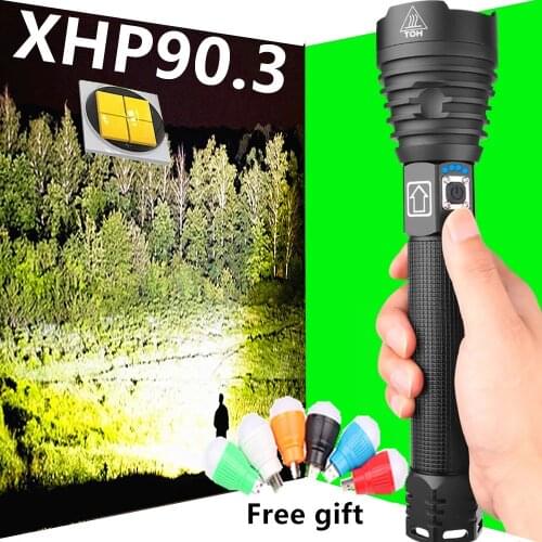 2021 Most powerful LED flashlight torch XHP90.3 tactical flash light 18650 USB rechargeable work lamp XHP70 zoom hunting lantern