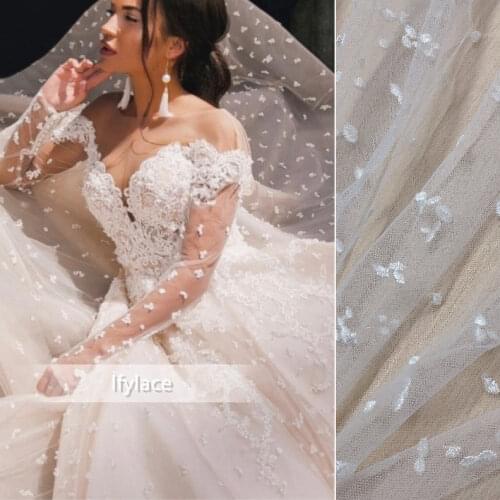 2019 new style dots mesh dots DIY sewing french mesh embroidery lace fabric couture designer wedding gown dress fabric