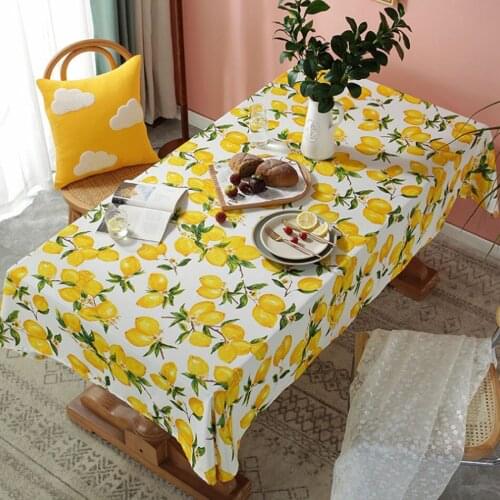 Modern Minimalist Lemon Print Nordic INS Wind Waterproof Tablecloth Rectangular TV Cabinet Coffee Table Tablecloth Decoration