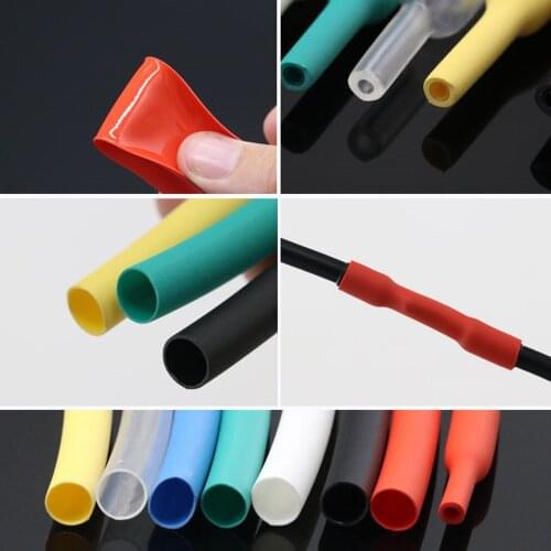 2.4mm Diameter Adhesive Lined 3:1 Heat Shrink Tube Dual Wall Glue Wrap Wire Waterproof Black/Red/Yellow/Green/Blue/White/Clear