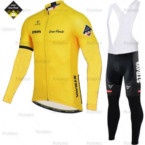 STRAVA Bib Cycling Jersey Set 2021 Spring Pro Multi-Colored Team Racing Garment Anti-UV Downhill Long Sleeve Shirts Suit for Men