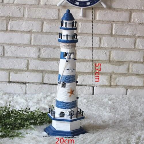 Large size Lighthouse decoration Mediterranean Style Decoration Wood Boat Ship Nautical Home Decor Wood lighthouse figurines