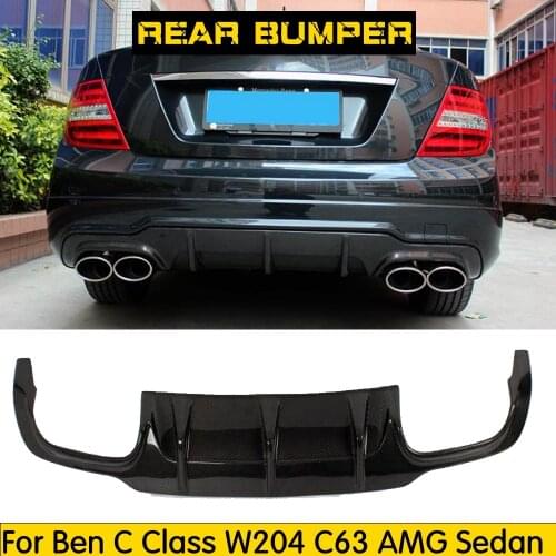 W204 C63 Rear Lip Diffuser Spoiler for Benz W204 C-Class C200 C220 C260 C300 C63 AMG Sport Bumper 2012 2013 2014 Carbon Fiber