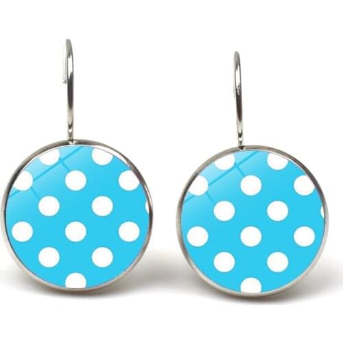 8 Color Wave Point Round Glass Cabochon Earring Jewelry Fashion Fashion Earrings Women Gift Bohemia Womens Colorful Wholesale