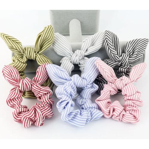 1Pc Fashion Women Ribbons Summer Stripe Hair bands Ponytail Tie Hair Floral Hair Scrunchie Maker Hair Rope Headbands Accessories