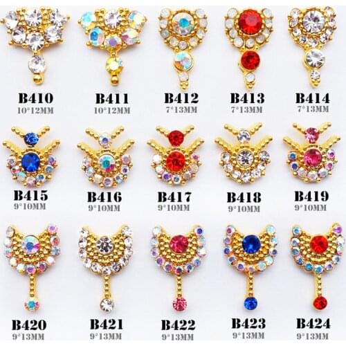 10pcs 3D alloy Nail art Accessories shinning crystal gold nails jewelry top-level nail beauty Charms