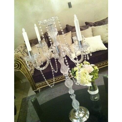 10pcs /lots)Acrylic crystal wedding centerpiece//90CM Tall 5 arms candelabra