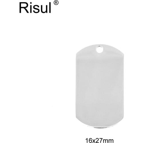 100pcs Risul small Dog tag charm Pendant 16x27mm blank ID tags for print mirror polish stainless steel Pendants wholesale