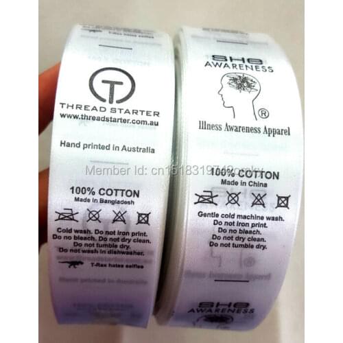 Clothing care labels wash lable garment silk print clothing label printing logo brand 1000 pcs