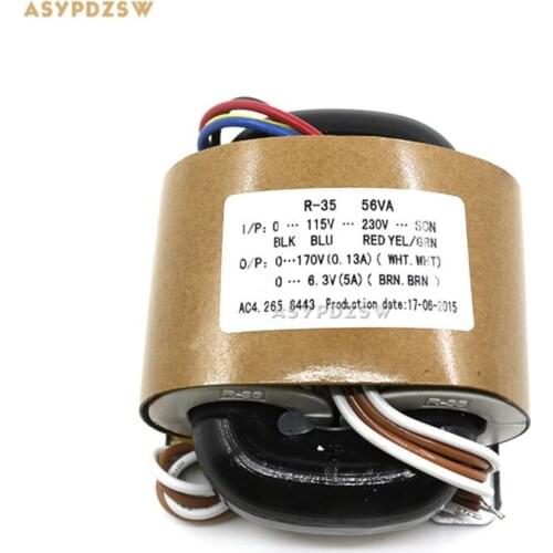 115V/230V 56VA 0-170V (0.13A)+0-6.3V (5A) R-core transformer With shielded wire output 56W Tube amplifier R type transformer