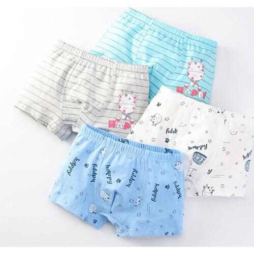 2pcs/lot Kids Underwear for Boys Boxer Briefs Cotton Soft Children Panties Cartoon Breathable Underpants
