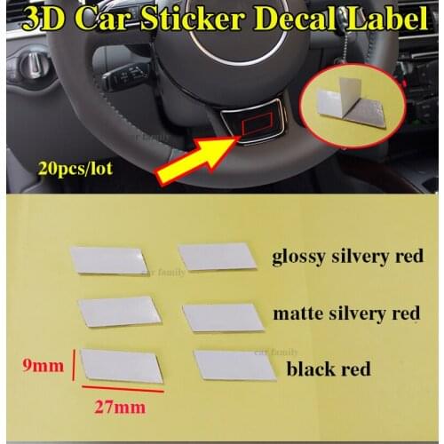20pcs 3D Aluminum Car Steering Wheel Sticker Auto Emblems Badge Sticker Decals 27mmx9mm Car Decoration Decal