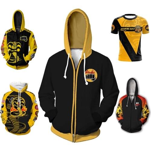 2021 Cobra Kai Cosplay Jacket Hoodies The Karate Kid Pullover Coat Sweatshirt Halloween Costume Tops 80s Tee Pants Streetwear