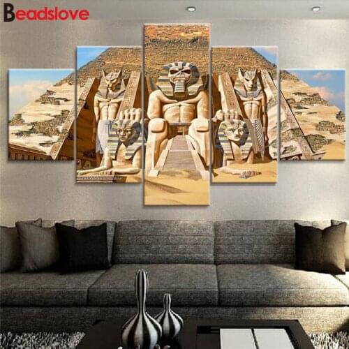 Multi-pictures Egyptian Pyramids 5D Diamond Painting Cross Stitch Full Diamond Embroidery Rhinestone Mosaic Decoration 5 PCS