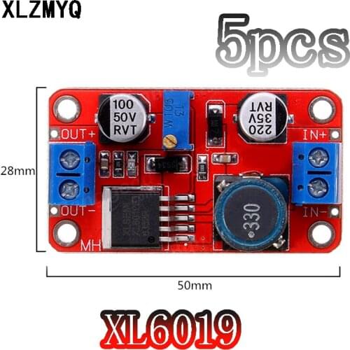 5PCS XL6019 DC-DC Boost Power Supply Module Voltage Stabilized Power Supply Board output 5V/12V/24V Adjustable 5A step-up module
