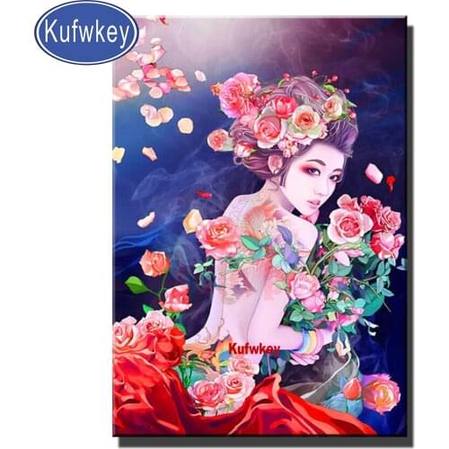 5D DIY diamond painting Oriental Tattoo Beauty pattern diamond embroidery portrait cross stitch rhinestone wall sticker home Art