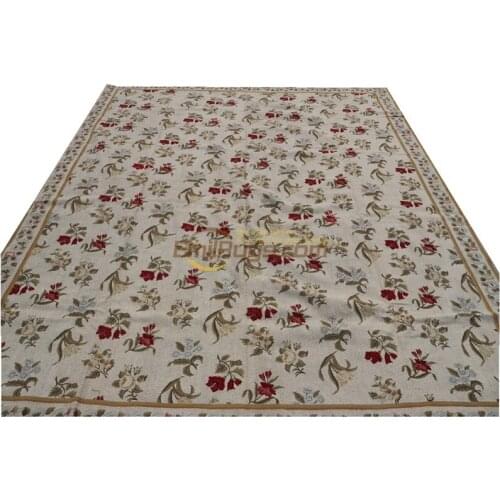 Antique Needlepoint Throw Beautiful Perfect Aubusson Needle-point Rug Or Tapestry Big Carpet For Living Room Needlepoint