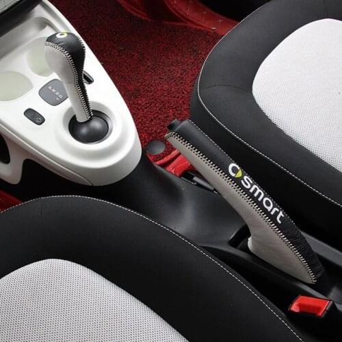Car Gear Shift Collars Leather Case Modification Accessories Auto Handbrake Grips Car Styling for New Smart Fortwo Forfour 453