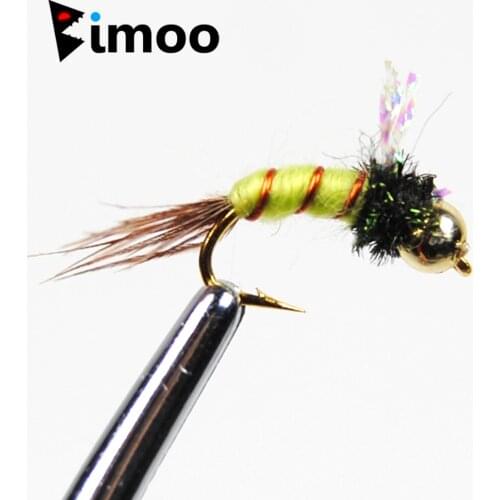 Bimoo 10pcs Beadhead Emerger Nymph Flies Fly Fishing Baits Buzzers Trout Lures Dry Fly Fishing Trout Flies