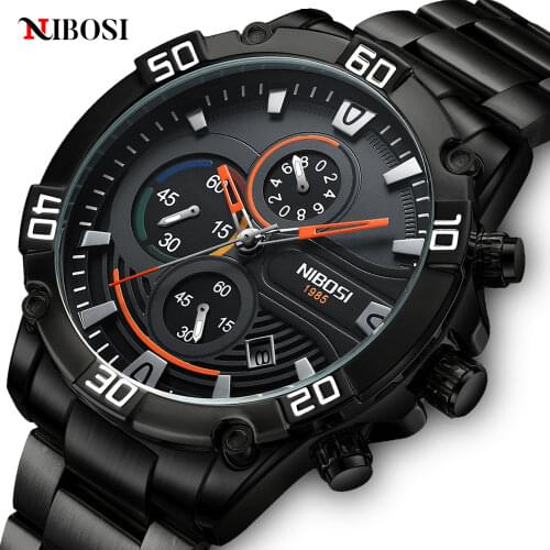 NIBOSI Men Watches Fashion Luxury Quartz Men Watch Top Brand Luxury Business Waterproof Chronograph Watch Men Relogio Masculino