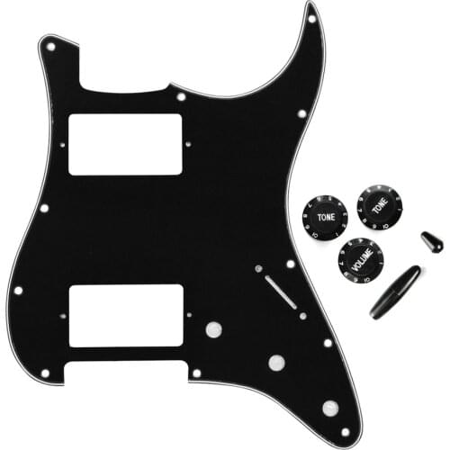 FLEOR 11 Hole HH Guitar Pickguard with 2T1V Guitar Knobs Switch Tip Tremolo Arm Tip for ST Guitar Accessories