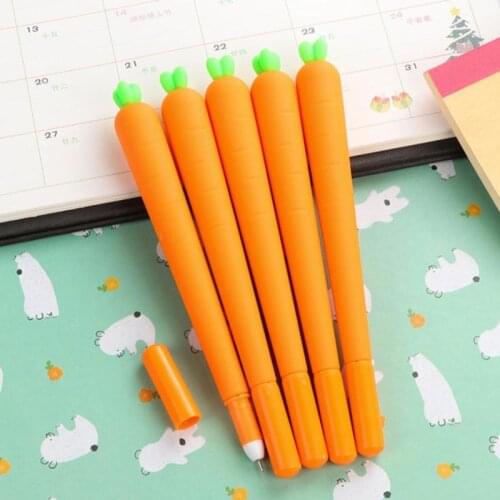 6pcs 0.5mm Gel Pen Carrot Black Refill Signature Pens Student Writing Stationery School Office Supply