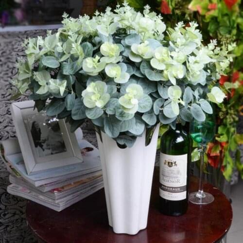 New 16 Heads Artificial Fake Leaf Eucalyptus Leave bouquet Silk Artificial Leaves Home Decoration DIY Flower Plant Faux Foliage