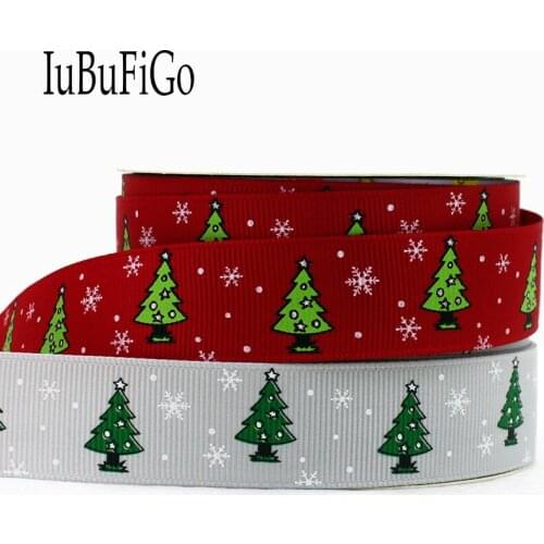 [IuBuFiGo] 10 yard 7/8" 22mm Merry Christmas Printed Grosgrain Ribbon Christmas tree ribbon For Home Decoration 4550