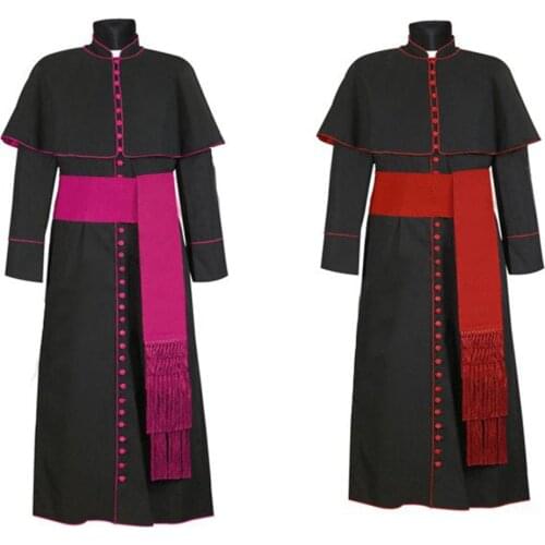 Cosplay legend Clergy Robe Cassock with Cincture Medieval Clergyman Vestments Roman Priest Robe Cassock Costume H001