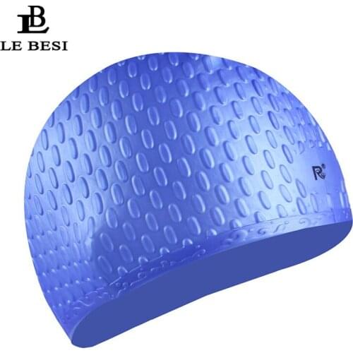 LEBESI 2017 New Women Swimming Cap Bubble Particles long hair Swim Pool Hat Elastic Bathing Cap Waterproof Cover Ear Swim Cap