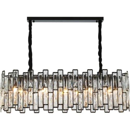 Manggic lighting New black chandelier modern rectangular restaurant crystal chandelier luxury grid light