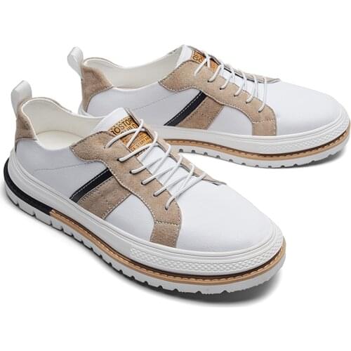 2021 New Summer Waterproof Leather Sports Shoes Comfort Casual Flat-bottomed Men Shoes Korean breathable antiskid Casual Shoes