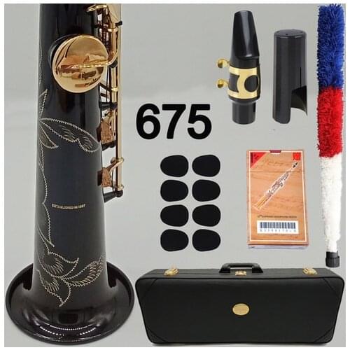 Music Fancier Club Saxophone Soprano 675 Professional Soprano Sax Custom Black Lacquer Mouthpiece Reeds Neck With Case