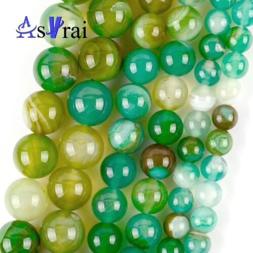 Natural Stone Green Smooth Agates Spacer Loose Round Beads For Jewelry Making 6/8/10 mm Diy Bracelets Accessories 15"