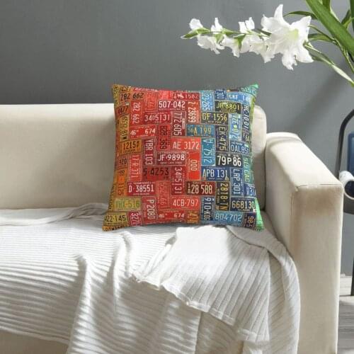 License Plates Of The United States Colorful Tile Pattern Art pillowcase printed cushion cover sofa waist pillow pillow cover